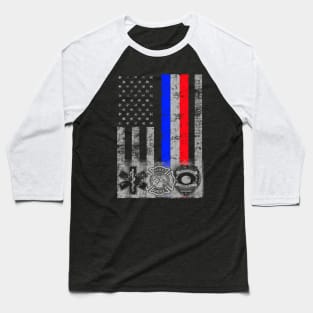 Fire Police Emt Responder Flag Baseball T-Shirt